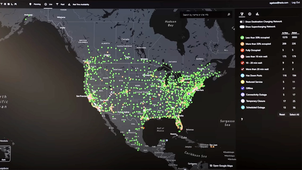 Ecco come Tesla monitora tutta la rete Supercharger