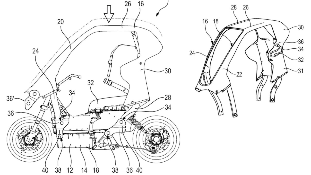 BMW sta sviluppando un nuovo scooter elettrico con tetto, airbag ed aerodinamica attiva