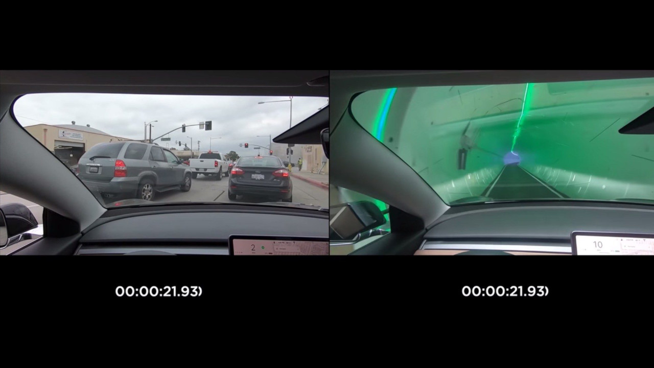 The Boring Company, sfida tra due Tesla Model 3: una su strade di superficie, l'altra in tunnel sotterraneo